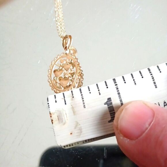 14KT GOLD‎ Chain /W Flower Cut Out Pendant 18 L .09 Gold - Picture 4 of 10